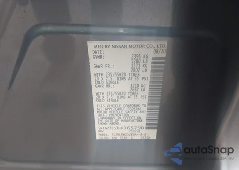 2020 Nissan Murano Sl Intelligent Awd из США, поврежденный, VIN 5N1AZ2CS3LN165790